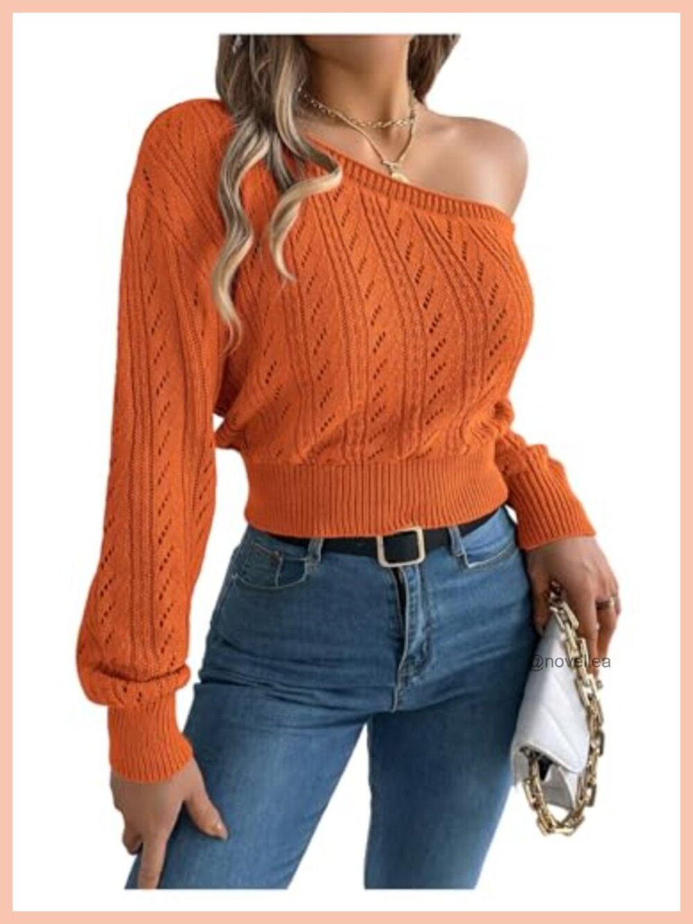 MakeMeChic Women's Off Shoulder Knit Pullover Sweater Long Sleeve Cozy Top